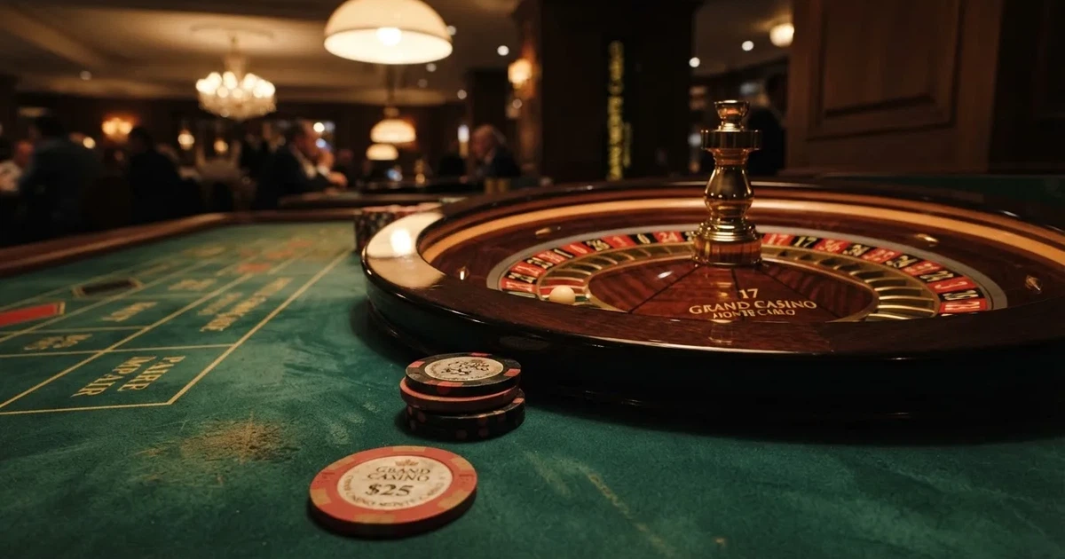Kotač ruleta i žetoni na zelenom suknu pod toplim večernjim svjetlom — casino za pravi novac