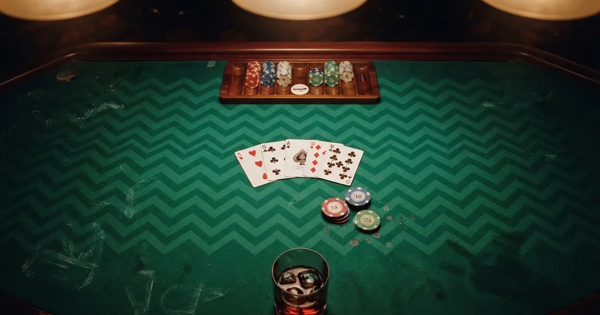 Osvijetljen stol za igru s kartama, snimljen odozgo — keno casino u hrvatskoj