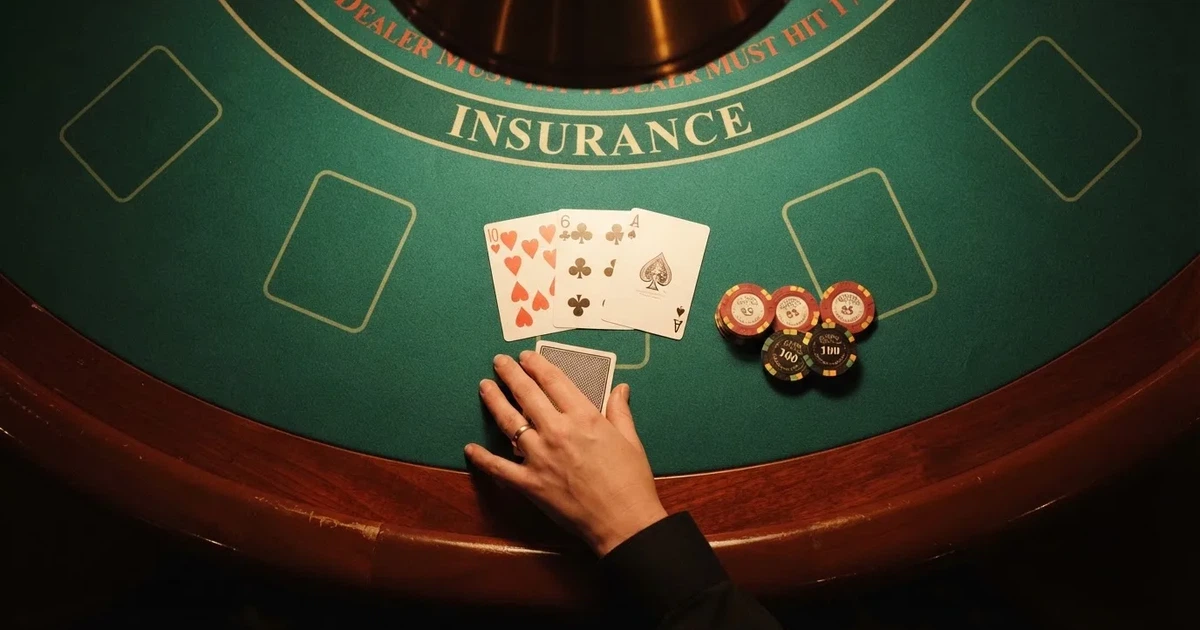 Osvijetljen stol za igru s kartama, snimljen odozgo — najbolje blackjack stranice