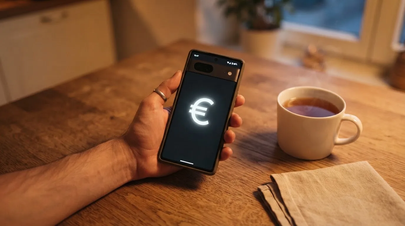 Ruka drži mobitel pokraj šalice čaja na kuhinjskom stolu u mirnu večer — najbolje kockarnice u hrvatskoj