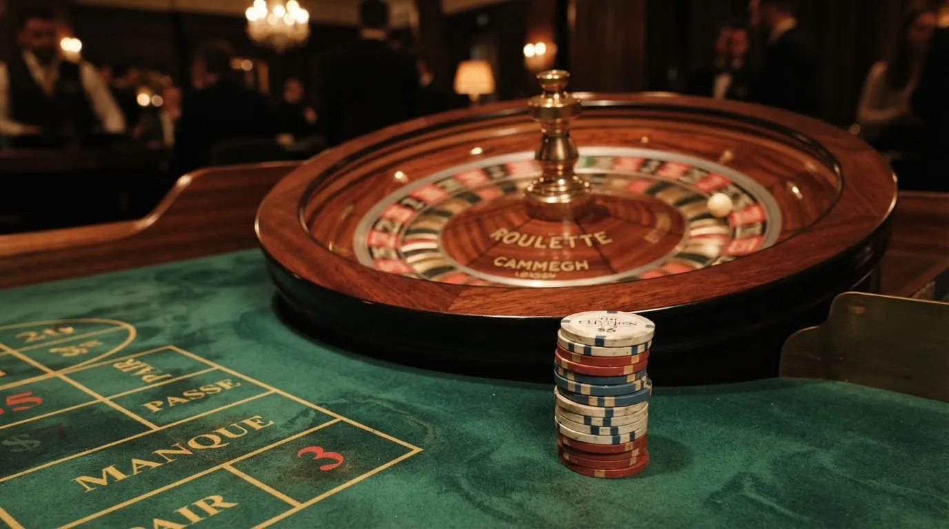 Kotač ruleta i žetoni na zelenom suknu pod toplim večernjim svjetlom — najbolji kasino u hrvatskoj